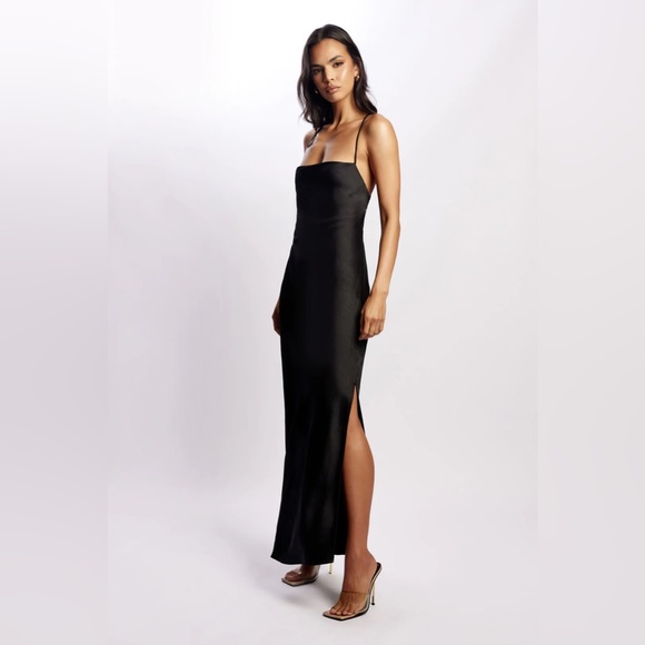 Meshki Sydney Black Satin Formal Dress XS - Picture 2 of 5